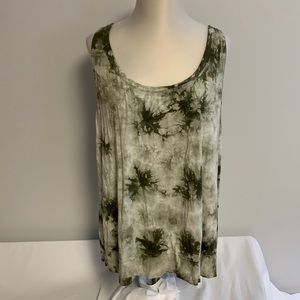 Knox Rose tie dye tank top XXL Olive Green EUC